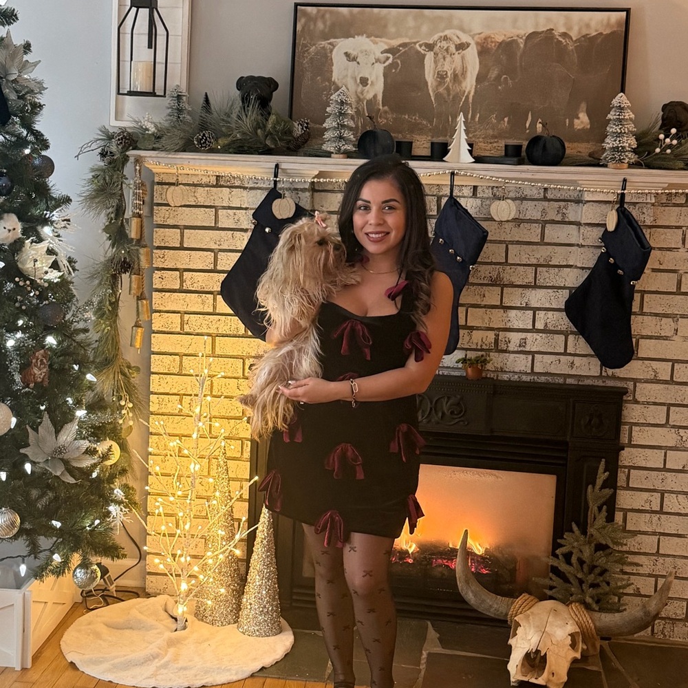 Elegant Black/Maroon Holiday Dress